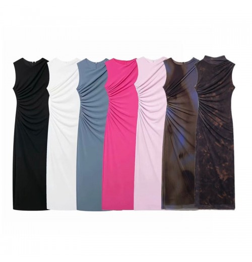 TAOP&ZA women's clothing 2024 autumn new style sleeveless slim pleated elegant long midi dress Vestidos Mujer 8312536 TAOP&ZA women's clothing 2024 autumn new style sleeveless slim pleated elegant long midi dress Vestidos Mujer 8312536