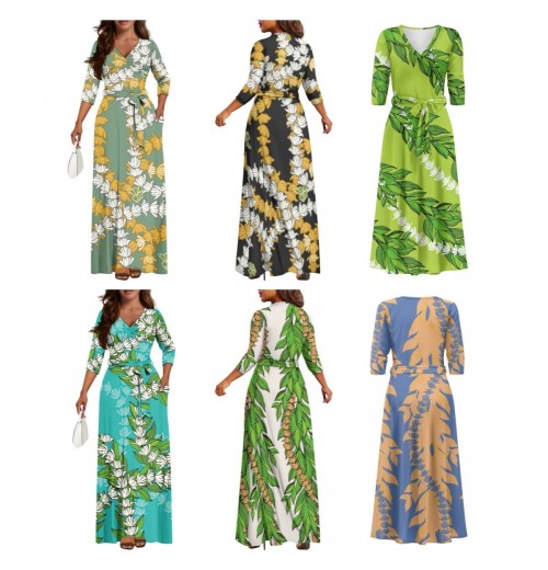 2024 Hot Sale Fashion Women's Spring Dress Hawaii Maile Leaves Hawaii Beach Luxury Dress for Ladies 2024 Hot Sale Fashion Women's Spring Dress Hawaii Maile Leaves Hawaii Beach Luxury Dress for Ladies
